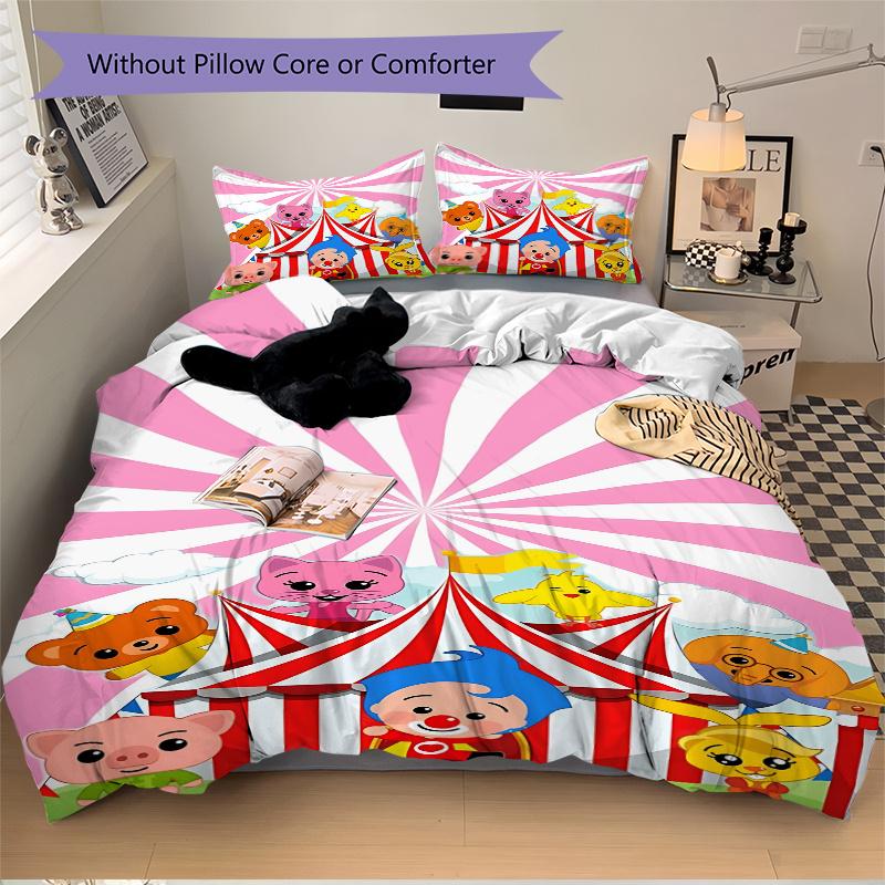 3pcs Circus Animal Friends Carnival Party Decorations Kids Room Bedding Set-Universal Three-Piece Suit for Bedroom, Guest Room, Living Room,