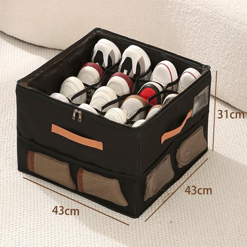 Heavy-Duty Foldable Nylon Storage Box with Lid Clear Front Panel Dustproof Shoe Organizer for Shoes And Clothes
