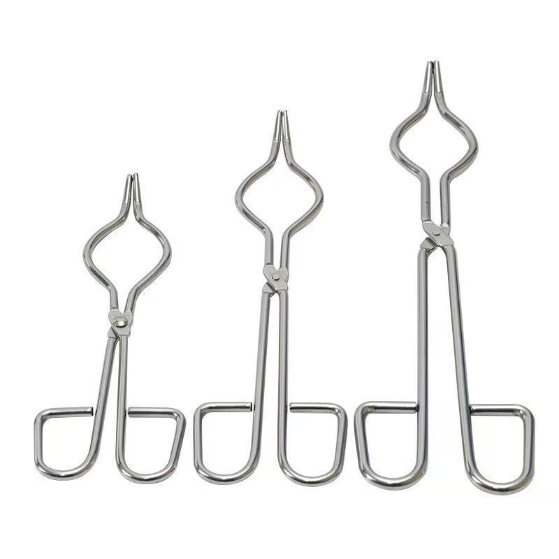 Stainless Steel Crucible Tongs: Chrome-Plated, High-Temperature Ceramic and Biochemical Beaker Clamp 20cm Crucible Tongs