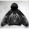 Y2K Vintage Punk Print Hoodie Gothic Couple Casual Sweatshirt Loose Fit