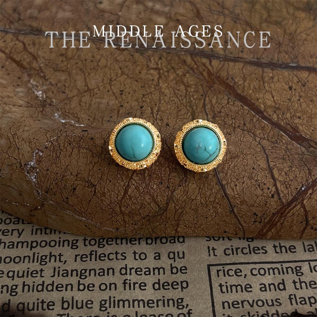 Synthetic Turquoise Earrings Collection Literary Retro Ethnic Style Earrings Women