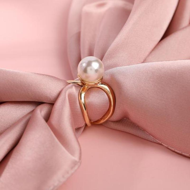 Elegante fibbia per sciarpa in seta geometrica con perla sintetica, fibbia per sciarpa per cintura squisita e alla moda