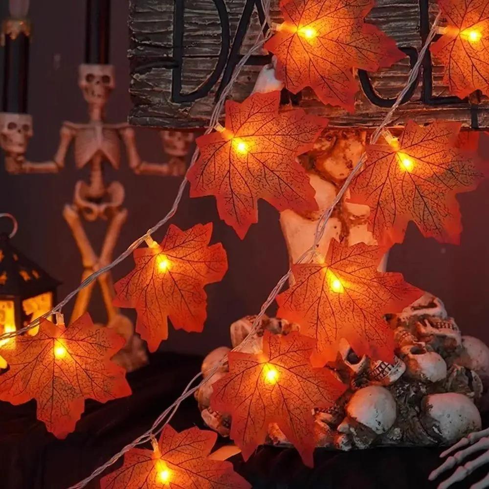 Orange Rote Ahornblatt Lichterkette Batteriebetrieben Herbst Heim Innen Dekoration Lichterkette Weihnachtsfeiertagsdekoration