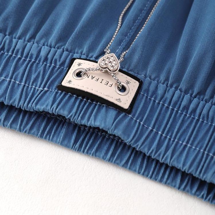 Zomer Lente Casual Broeken Nieuwe IJszijde Wijde Pijpen Rechte Pijpen Smalle Versie Slank Dunne Zijde Vallend R Stoffen Label Ketting Liefde