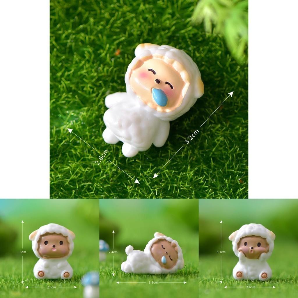 Adorable Resin Sheep Figurine Cute Garden Diy Decoration Cartoon Style
