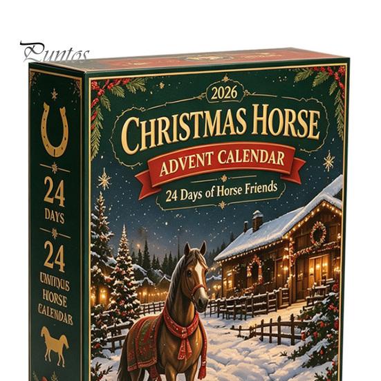 Family Festive Activity Toys Christmas Pony Advent Calendar, 24-Day Acrylic Ornament Set with Mini Cute Collection Horse Figures, Tree Hanging