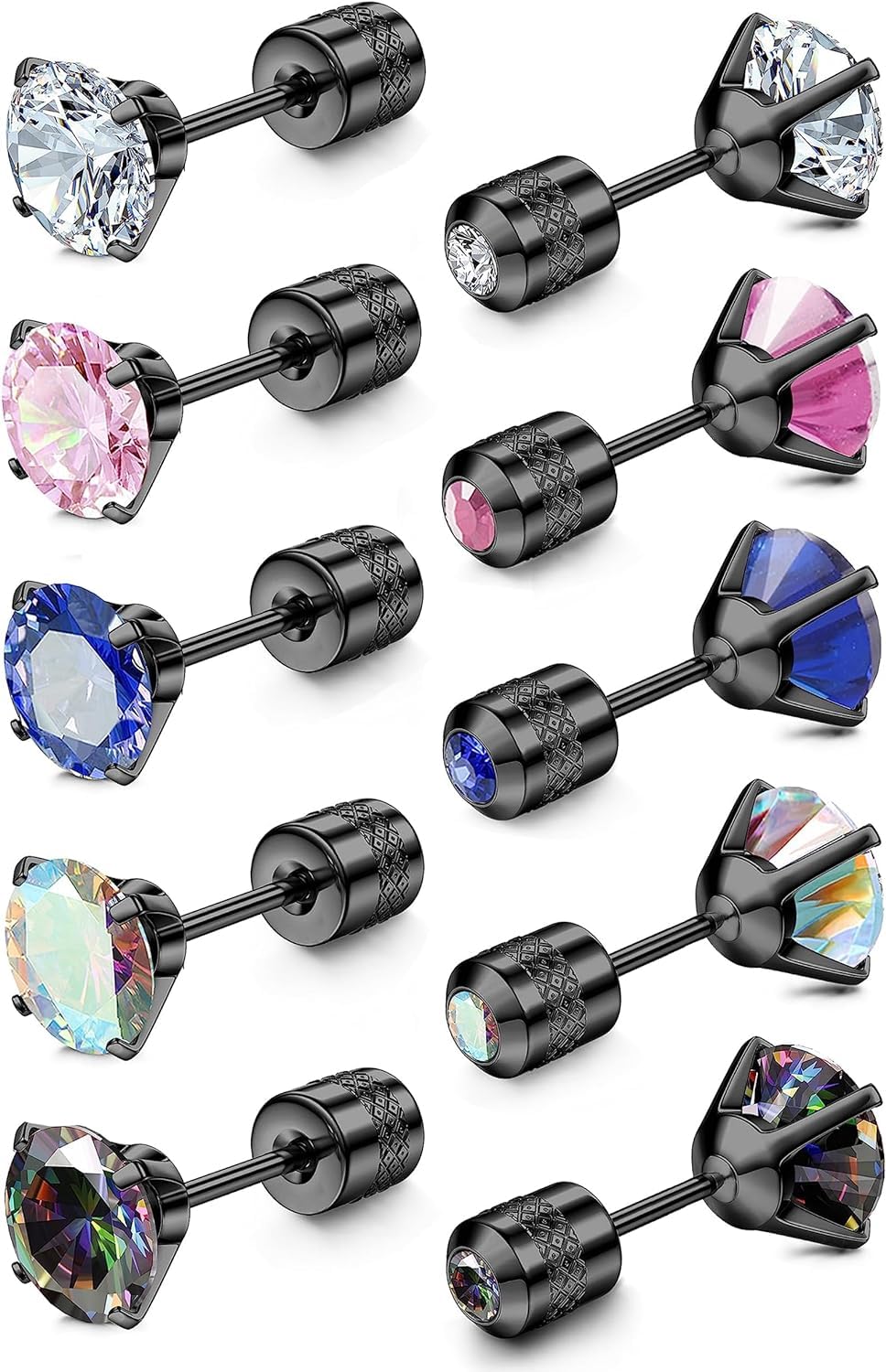 

Jstyle Парные серьги для женщин и одиночный пусет из нержавеющей стали oz Сверкающие серьги [5 штук] Мужские, Популярные, Двусторонние, С камнем, Циркон, Хеликс, На винте чёрный