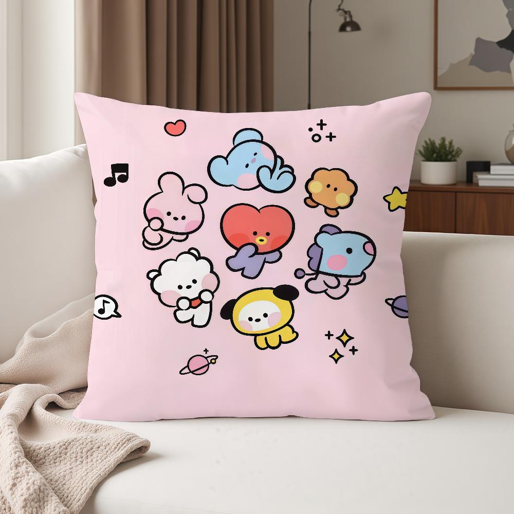 Cute Cartoon Characters BBT Pillow Case Suitable For Bedrooms Living Rooms Cars Home Decoration