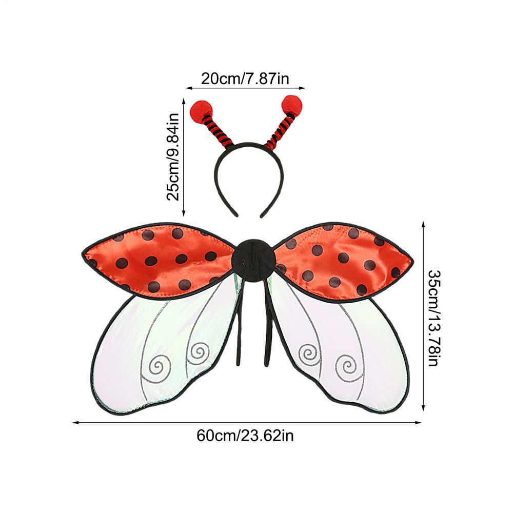 Costume Wings Vivid Polyester Fiber Wings Ladybug Cosplay Wing Costume Accessories for Halloween Stage Performance
