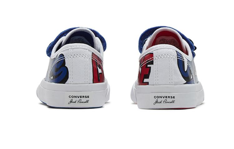 Converse Jack Purcell Low Top Kids' Skateboarding Shoes White Blue Children Aged 3 7 Years Old 366490C