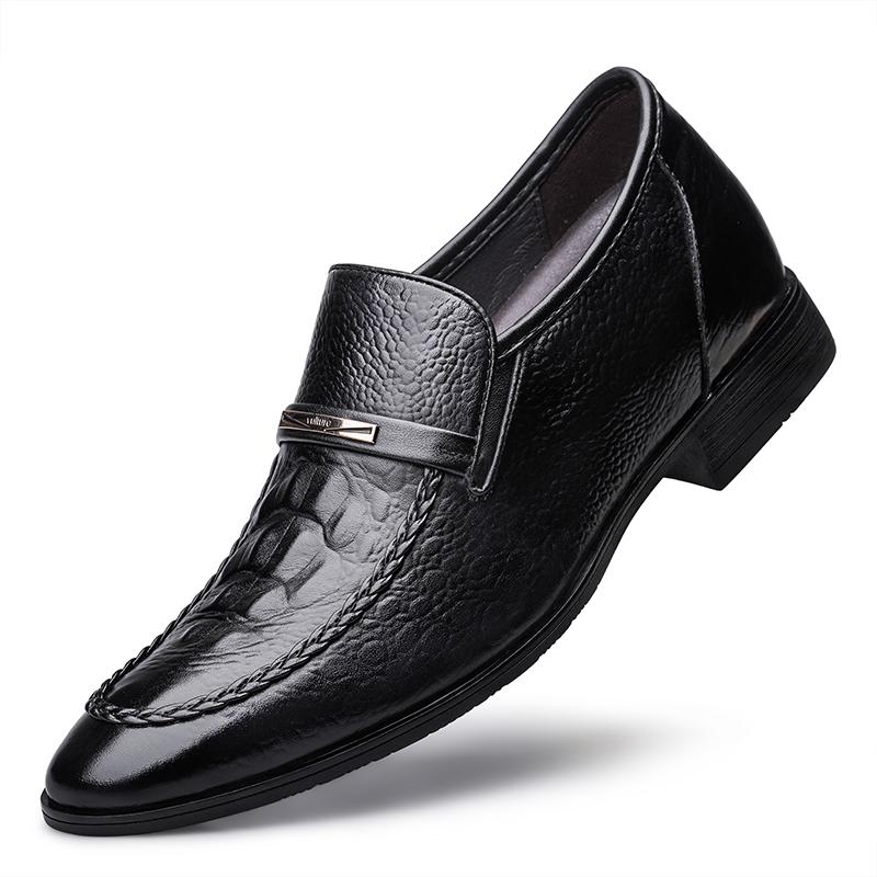

Lift Leather Shoes Business Men Sneakers Elevator Chunky Height Increase 6CM Plus Size 35-47 38