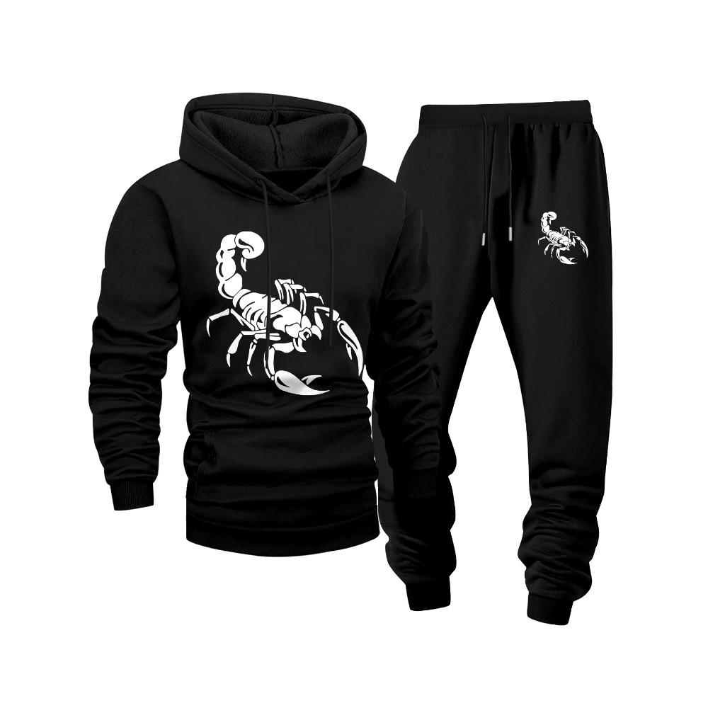 

Scorpion Print Hooded Sweatshirt Set, Suitable for Outdoor Activities, Fitness Training Sportswear and Casual Fitness Enthusiasts to Wear S чёрный