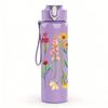 1PC Wildflower Meadow 750ml Color Plastic Sports Water Bottle Leakproof Flip Straw Lid Suitable for Sports Office Home Use