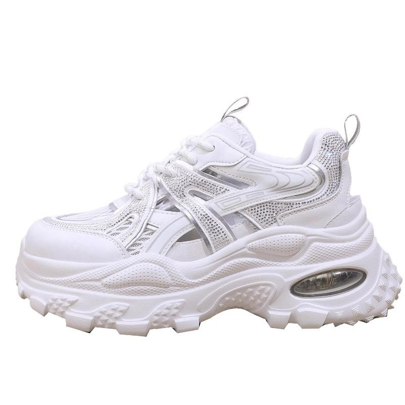 Thick-soled hollow dad shoes women's new summer shoes versatile breathable mesh rhinestone casual sports sandals