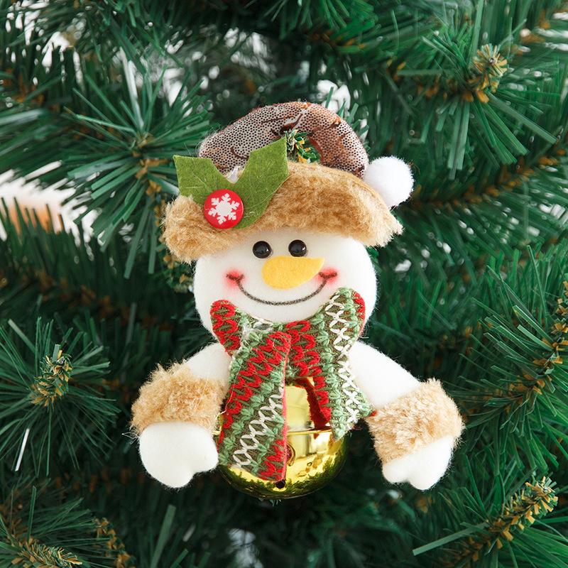 Christmas Bell Pendant Christmas Doll Cartoon Metal Round Bell Pendant Christmas Tree Decoration