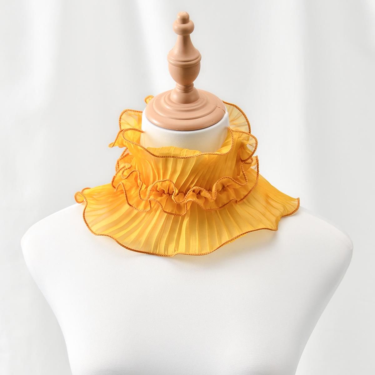 

Spring and summer new lace scarf women s multifunctional versatile shirt collar fashionable decoration lace ruffle edge neck cov жёлтый