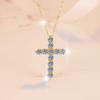 Women's Retro Moissanite Cross Pendant Necklace, S925 Sterling Silver Clavicle Chain