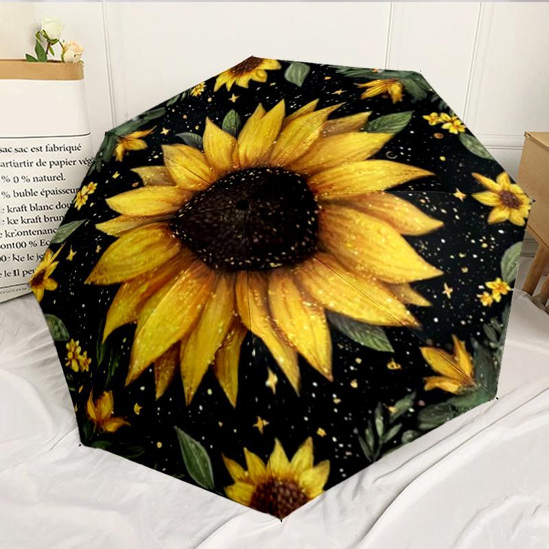 Sunflower Kaleidoscope Pattern 8-Frame for Travel, Camping, Casual Lightweight Portable Umbrella, Essential for Every Family Holidays Birthday Gift