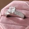 Classic Fashion Inliad Square Synthetic Zircon Rings for Women Elegant Sparking Wedding Engagement Silvery Plated Jewelry Crafts