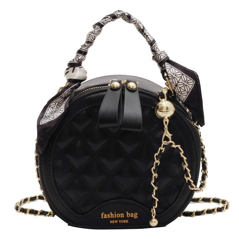 2025 high-end temperament light luxury rhombus portable small round bag fashion leisure commuting versatile chain messenger bag women