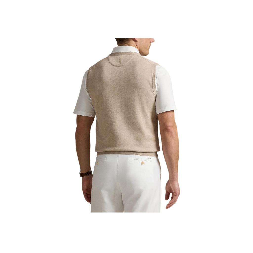 Polo Ralph Lauren V-Neck Cotton Blend Sleeveless Sweater Vest Men sweater vests Beige 785936654-501