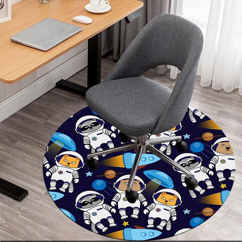 

Space Adventure: Cute Astronaut Animal Stickers for Kids Room DecorRound Non-Slip chair mat chair carpet for office Rugs for Office Decor Gift For Val 80cm by 80cm