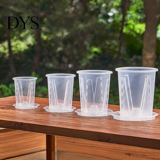 Orchid Planter with Saucer Clear Pot Saucer, Phalaenopsis Drainage Home Decor Plant Holes, Slotted Root Control Flower for Oncidium