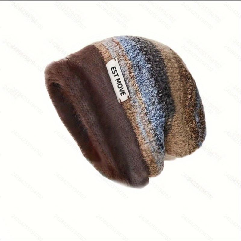 Пушистая вязаная шапка-бини, Y2k теплая полосатая зимняя шапка панама женская цветная свободная шапка-носок, шапка-скилли, повседневная вязаная шапка