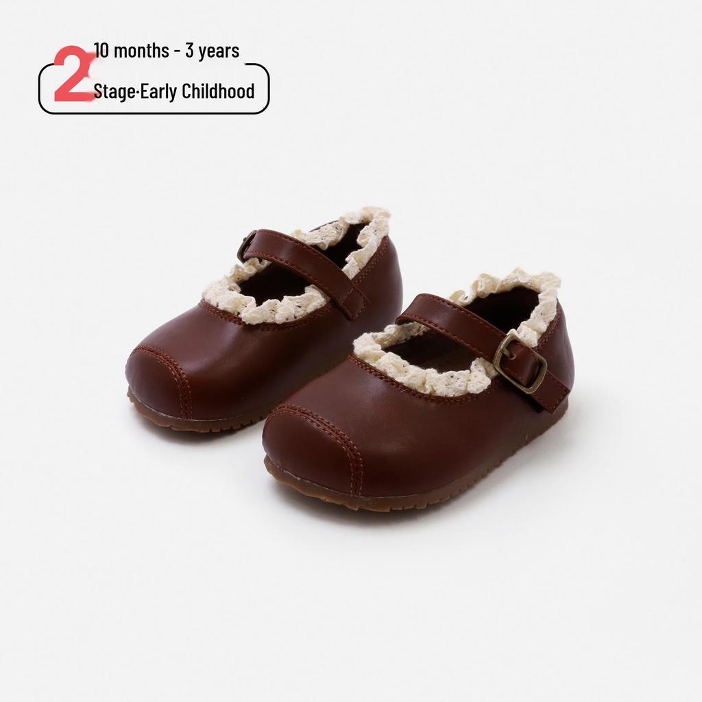 Frühling 2026 Kinder Mary Jane Schuhe aus Leder mit Spitzenbesatz - Rutschfest, Weiche Sohle Baby Prinzessinnen Stil