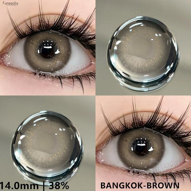 FUNSACHY1Pair Natural Contact Lens Yearly Colored Lenses For Eyes  Gray Eyes Cosmetics Pupilentes Eye Color Lens  with Lens Case