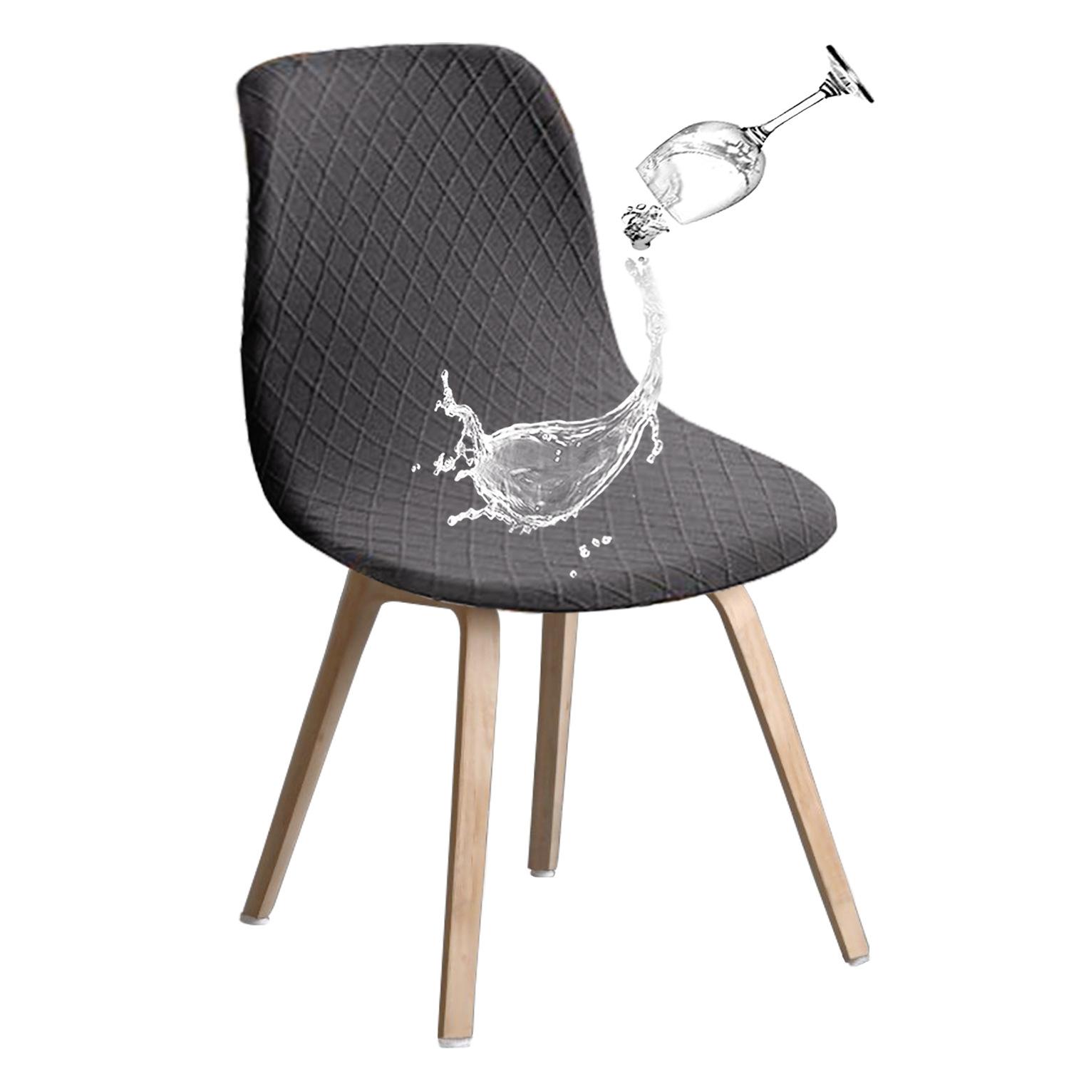 Diamant-Jacquard Wasserabweisend Esszimmerstuhlbezug Eames Geschwungener Stuhlbezug Heimgebrauch Club Muschelstuhlbezug Langlebig 35*38*38 cm gray