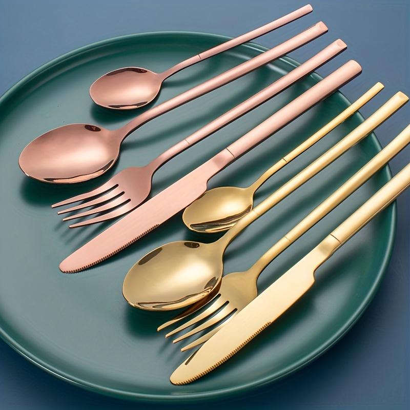 24pcs/set, Stainless Steel Flatware Set for Restaurant, Home, Party, and Wedding Washable Dessert Spoon - Durable and Easy To Clean