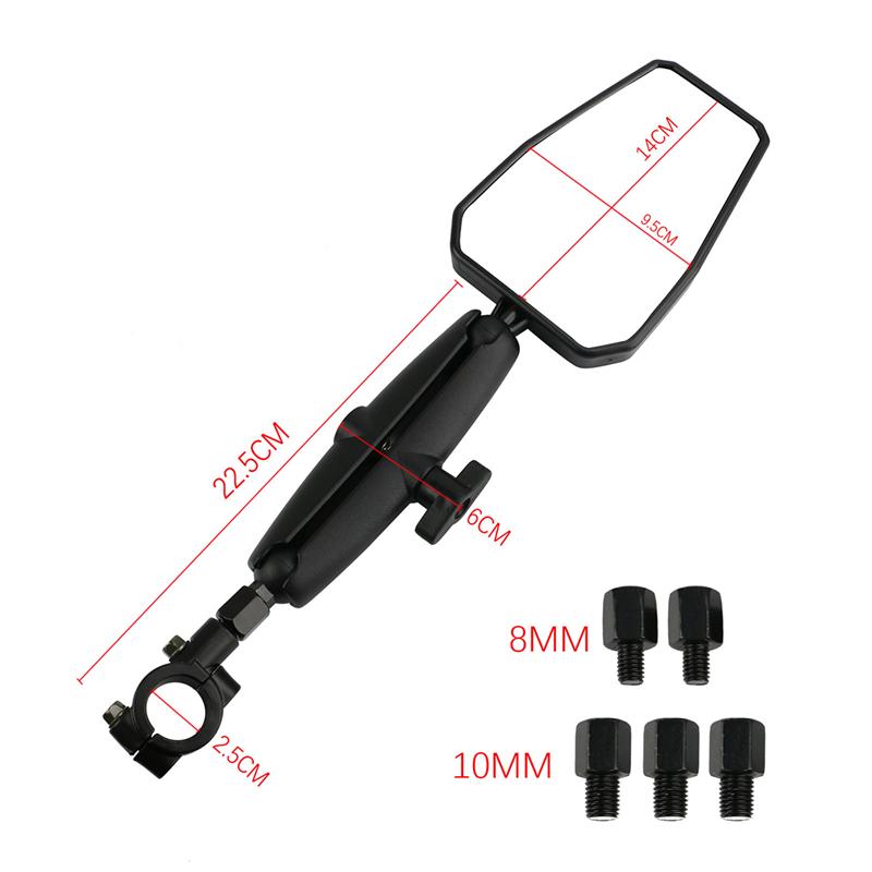 NEW-Universal Angle Adjustable Motorcycle Mirror With 7/8Inch Handlebar Mount And 8/10Mm Screws For Bike Scooter Moped Parts