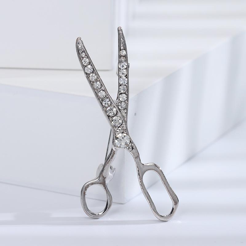

Персонализированная брошь-ножницы со стразами, креативная простая брошь из сплава, модная мужская брошь