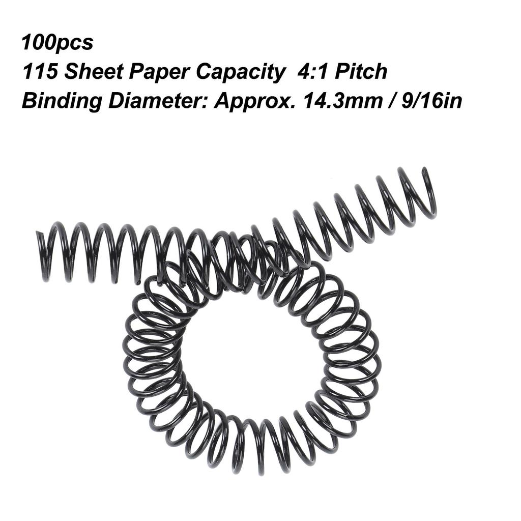 Spiral Binding Wire Wide Application 4:1 Pitch 115 Sheet Paper Capacity Binding Spiral PVC for University Presentations