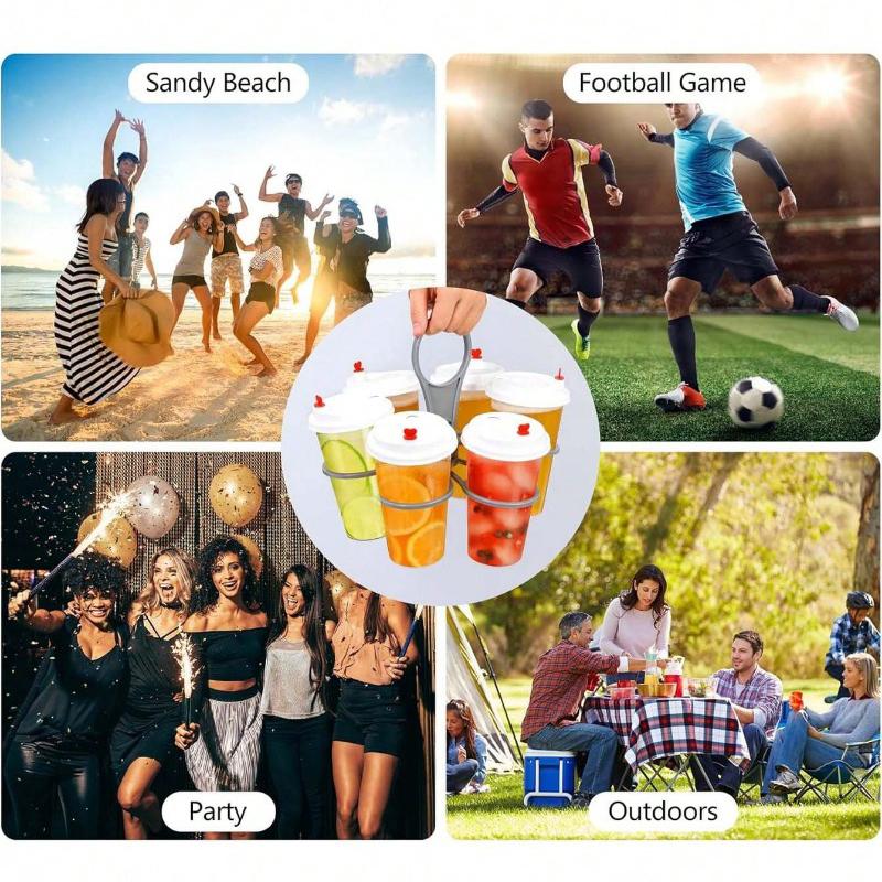 1/2PCS 6-Slot Foldable Drink Caddy Rotatable Cup Organizer Holder Lightweight Sturdy Plastic Beverage Holder Party Accessory