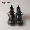 Augusden Women's Black Ankle Boots - Thick-Soled Martin Style for Autumn/Winter 2025, Vintage British Motorcycle Design