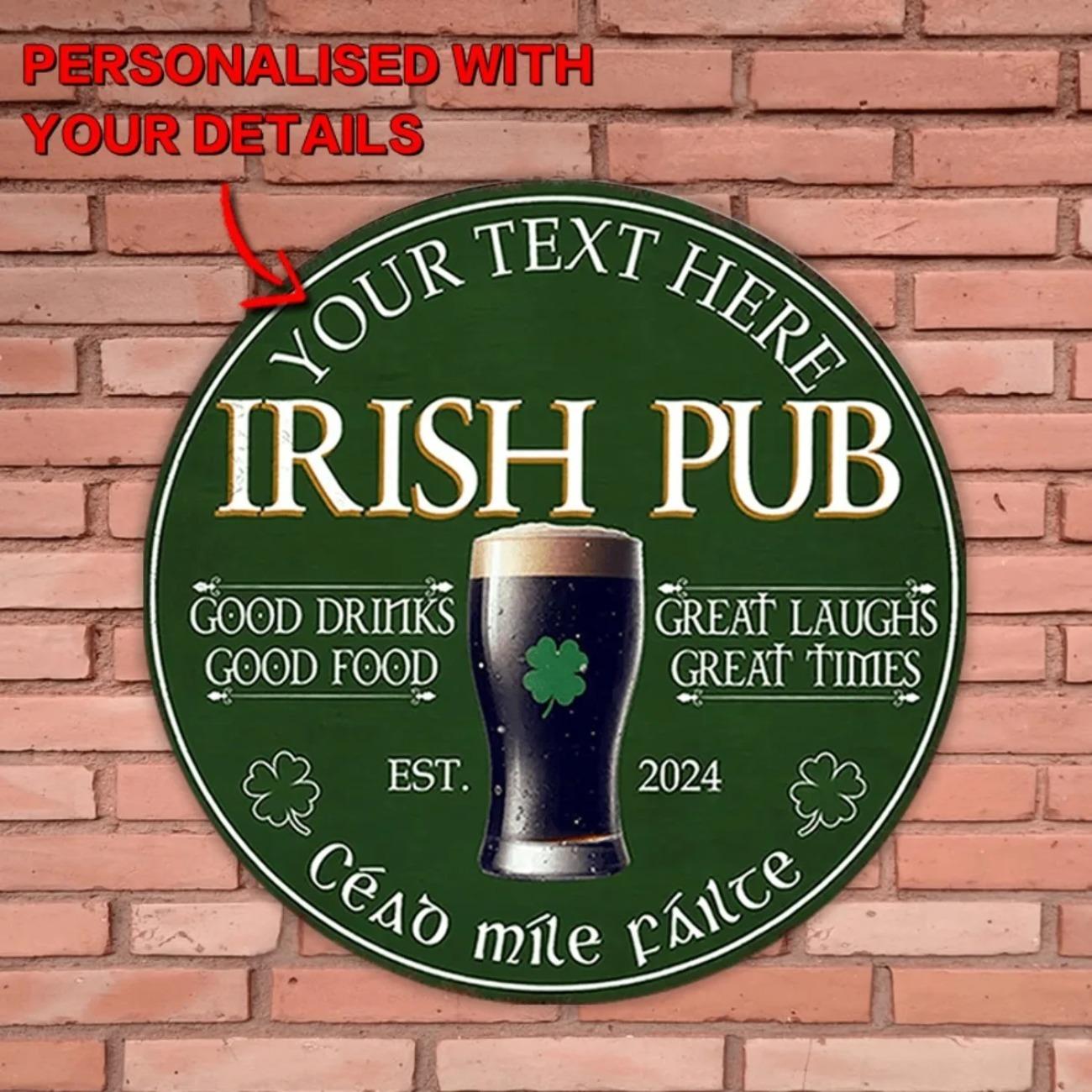 

Custom Large Aluminum Metal Sign Irish Pub Decor for Home Bar Wall Art білий