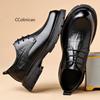 Thick Bottom Men Genuine Leather Dress Shoes Fashion Pointed Toe Business Casual Shoes Brand Walking Footwear Lace-Up Loafers