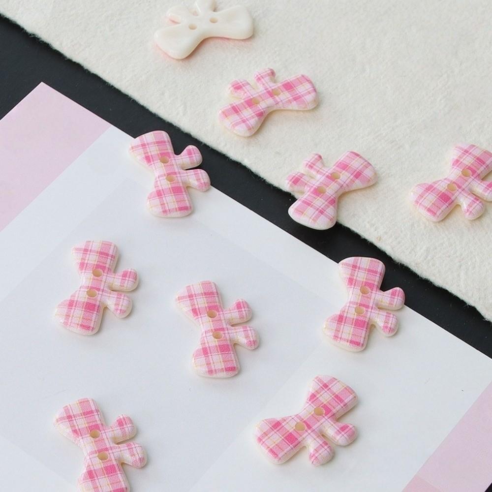 40 Stuks Kleurrijke Creatieve Strikknoppen Hars Modieuze Strikknoopjes Zoete Leuke Ruitjes Streepjes Knoppen Kleding Accessoires
