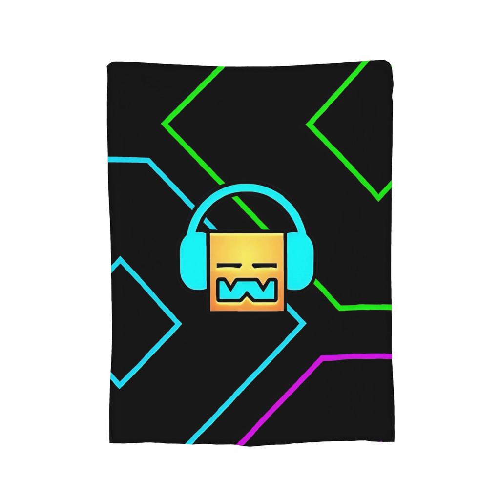 Coperta in Flanella Geometric Dash Old School Gaming, Coperte Geometry Dash per Letto Ufficio Trapunta Ultra-Morbida,
