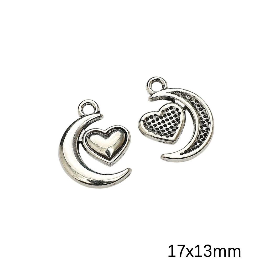 Antique Silver Moon Pentagram Pendant for DIY Jewelry Making