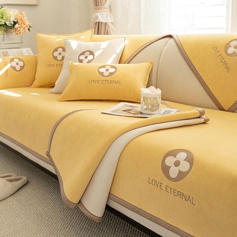 Baby Velvet Sofa Cushion, Universal Anti-slip Cushion for All Seasons, Simple, Modern, Fresh, High-end Sofa Cover, Full Cover Cloth