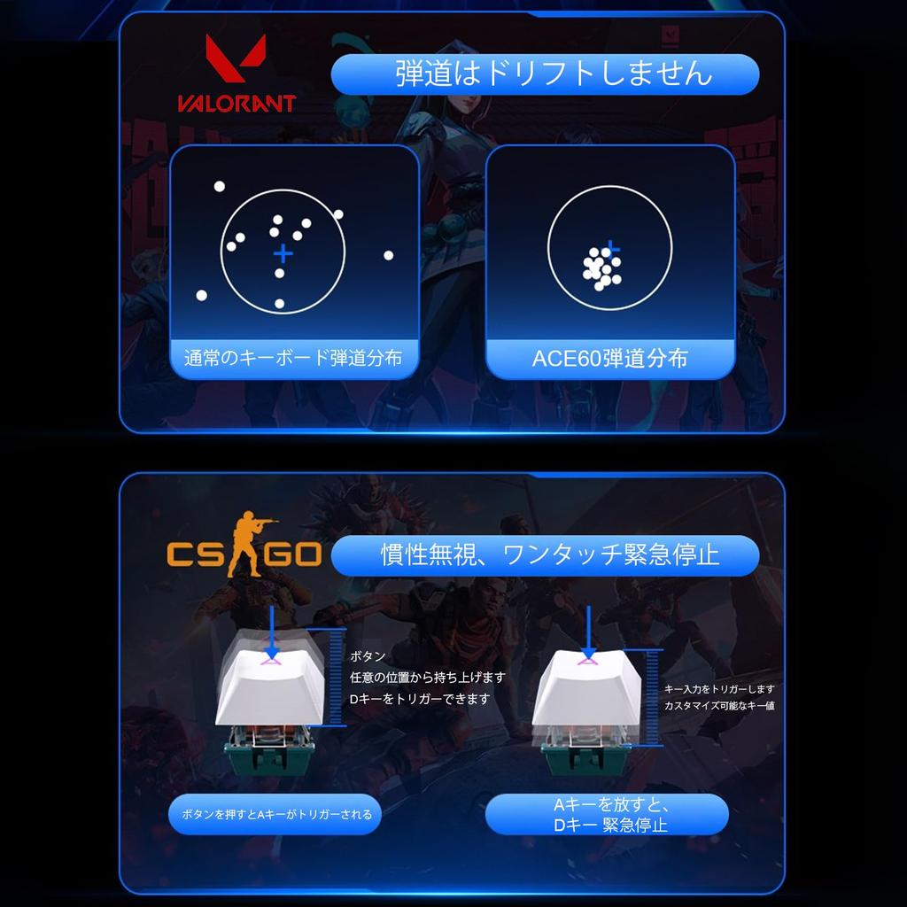 MCHOSE ACE60 Pro Magnetic Switch eSports Gaming Keyboard, 60% Rapid Trigger, Hall Effect Switches, 8K Hz Polling, WindowsMac Compatible, Adjustable