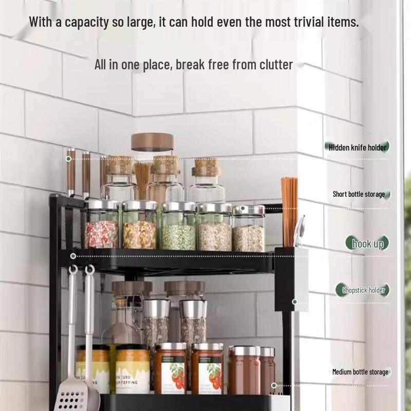 Kitchen Countertop Corner Storage Rack with Knife Holder
