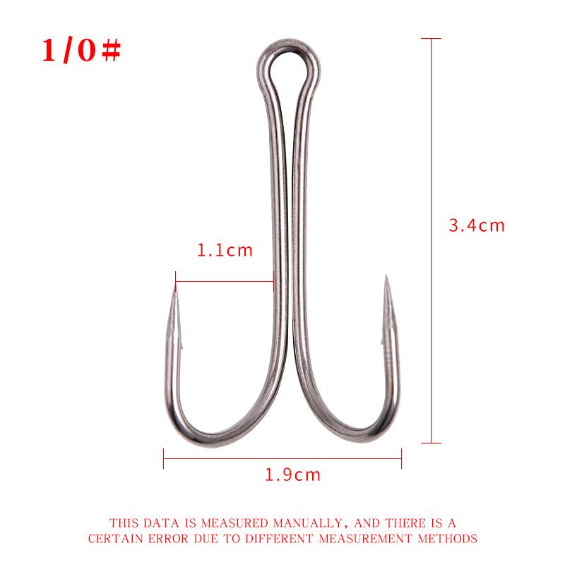50-Pack Double Frog Hooks with Barbs - Anti-Snag Chicken Claw Artificial Bait for Fishing