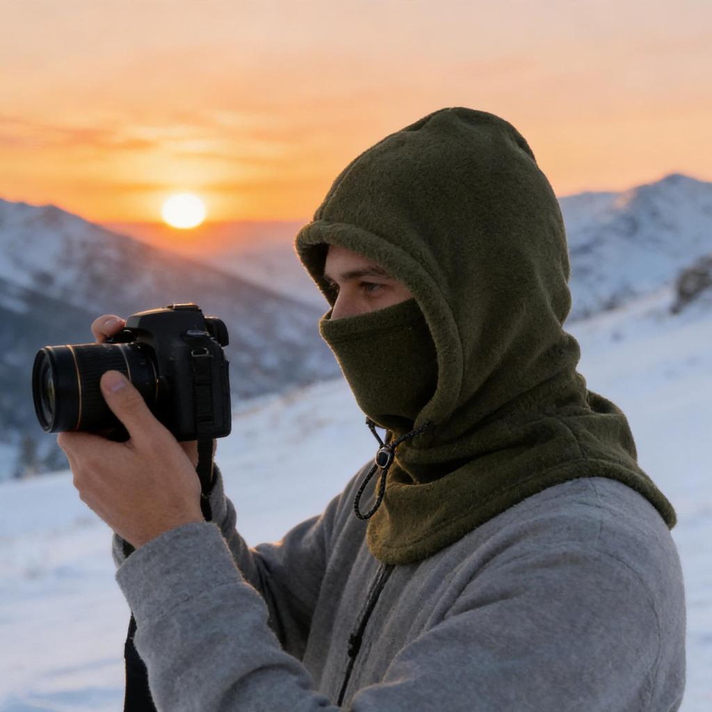 Winter Hat With Face Cover Warm Windproof Breathable Adjustable Drawstring Headwear Winter Hood Hat For Cold Weather Cycling