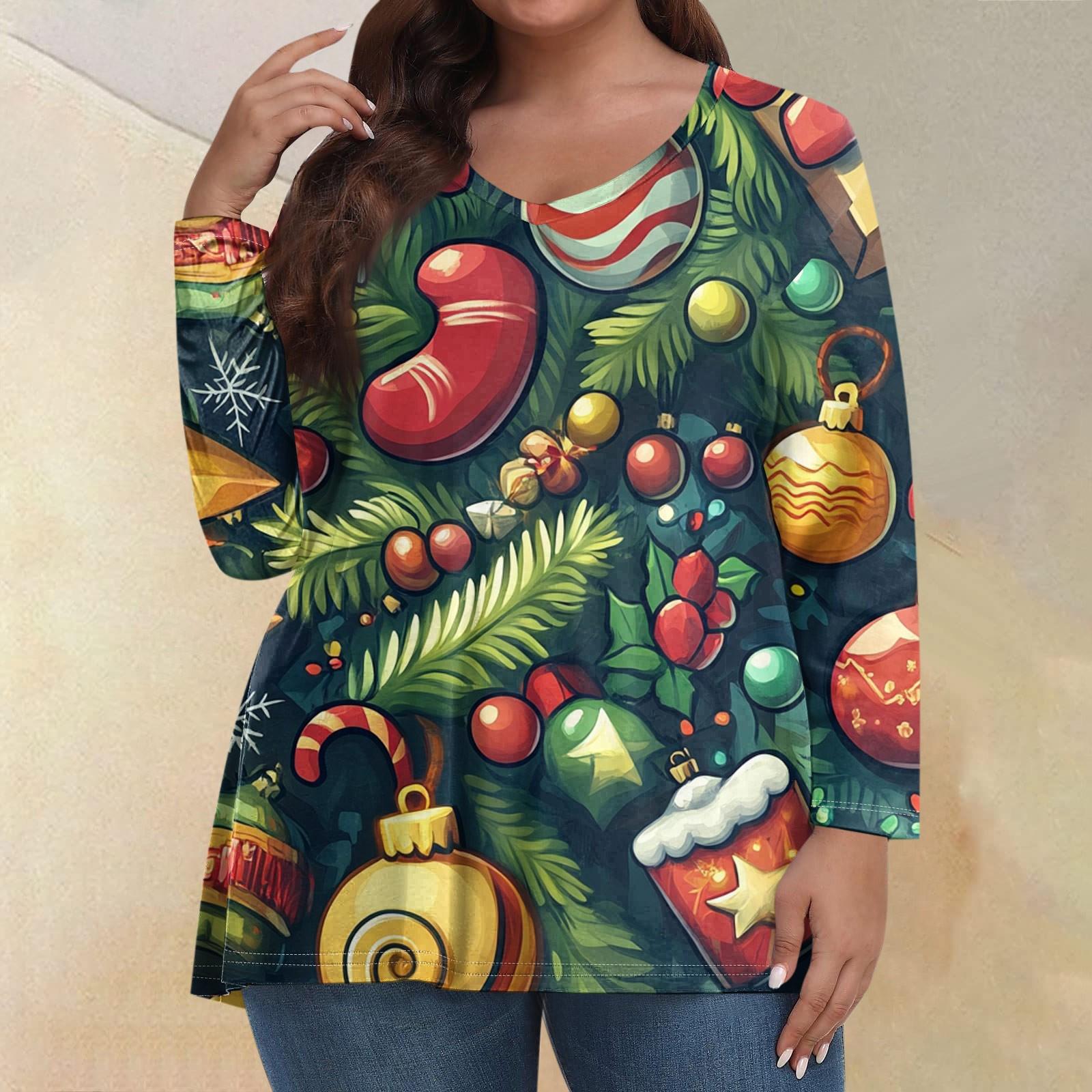 

Женские топы больших размеров с длинным рукавом и принтом, рубашки с V-образным вырезом, повседневная одежда, топы XXXXL зелёный