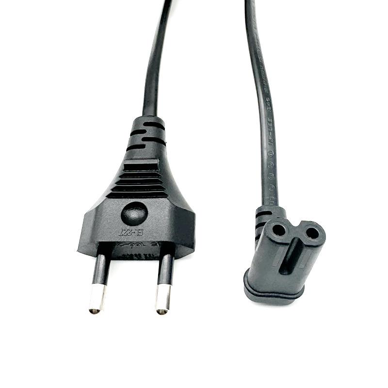 Thai Standard Two-Pin Angled Power Cord for Audio/Lamp, 8-Shape Tail, 2-Core.