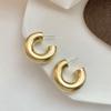 New Gold Plated Thick Hoop Earrings for Women Minimalist Geometric Simple Round Silver Earring Fashion Jewelry Gifts